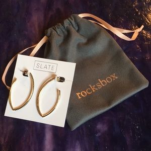 Slate Naomi hoop earrings in Gold with Black Pavé